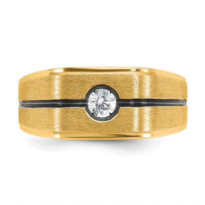 10K Gelbgold Ibgoodman Herren mit Schwarz Rhodium Satiniert Diamant Komplett Ring