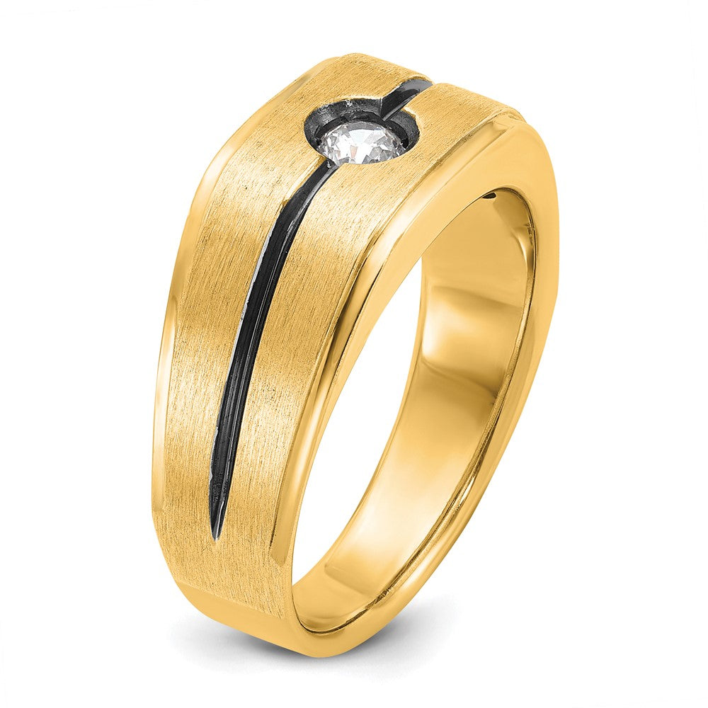 10K Gelbgold Ibgoodman Herren mit Schwarz Rhodium Satiniert Diamant Komplett Ring