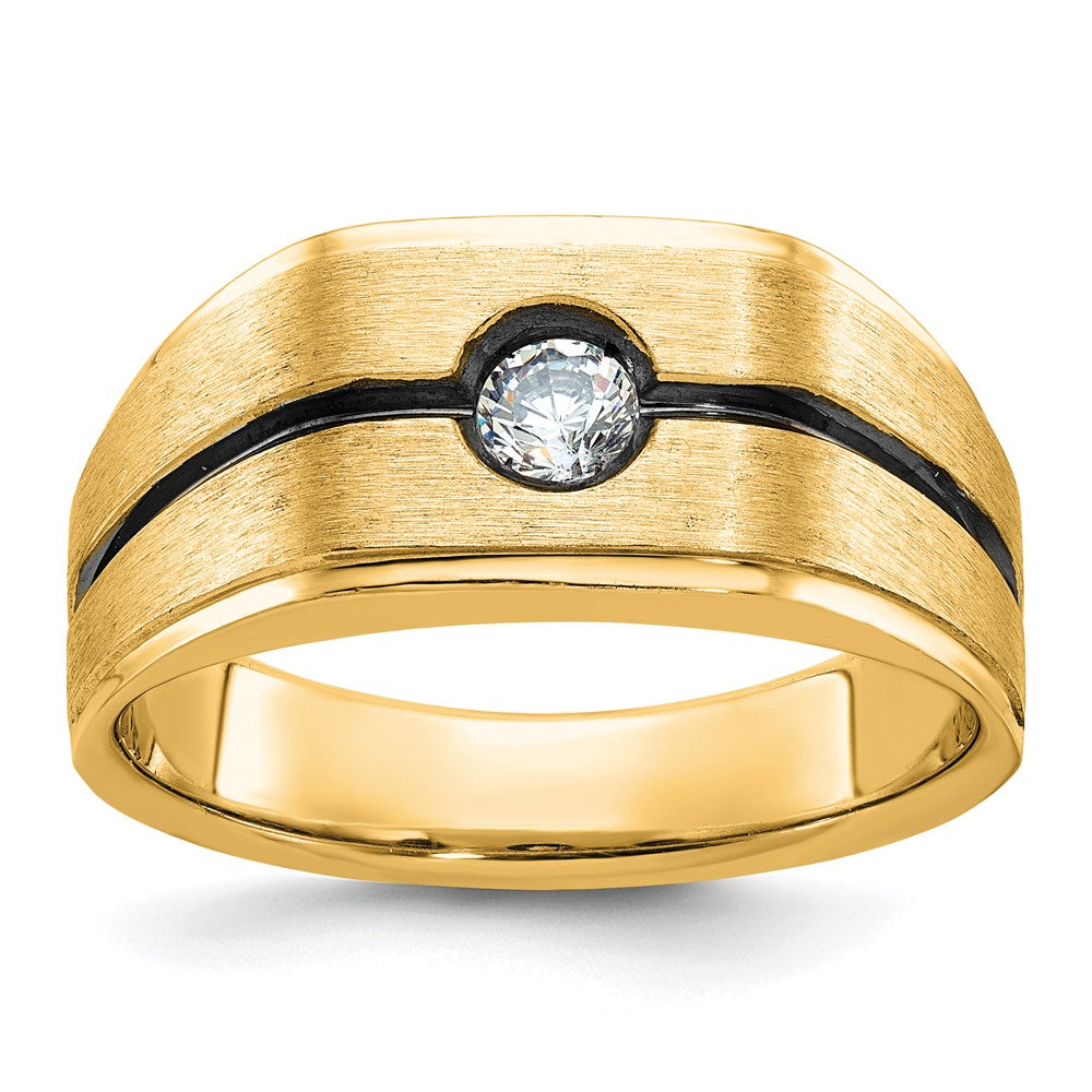 10K Gelbgold Ibgoodman Herren mit Schwarz Rhodium Satiniert Diamant Komplett Ring