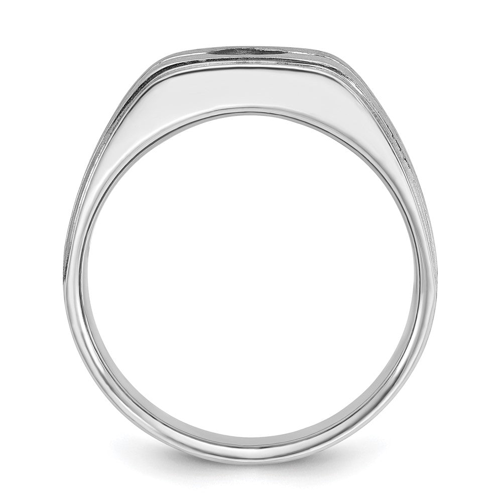 14K Weißgold Herrenring mit Schwarzrhodinium, satiniert, 0,2 ct. Diamant