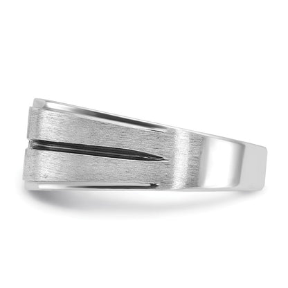 14K Weißgold Herrenring mit Schwarzrhodinium, satiniert, 0,2 ct. Diamant