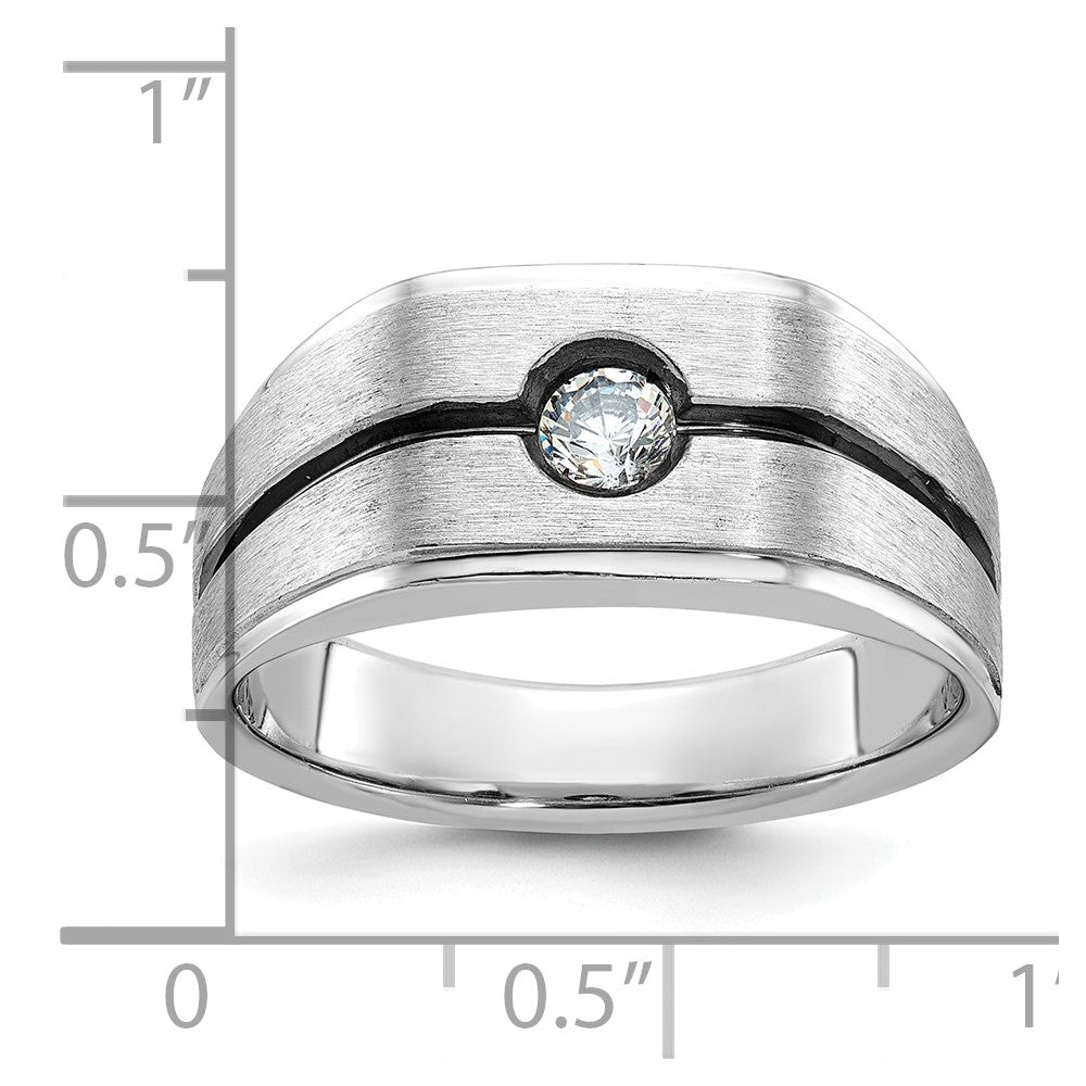 14K Weißgold Herrenring mit Schwarzrhodinium, satiniert, 0,2 ct. Diamant