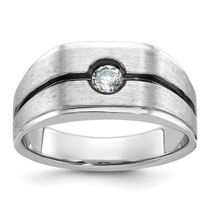 14K Weißgold Herrenring mit Schwarzrhodinium, satiniert, 0,2 ct. Diamant