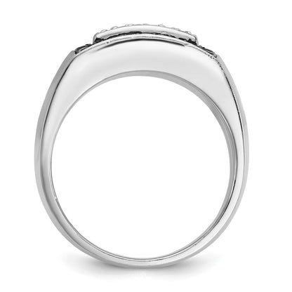 14K Weißgold Herren Ring mit 1K schwarzen und weißen Diamanten, komplett besetzt
