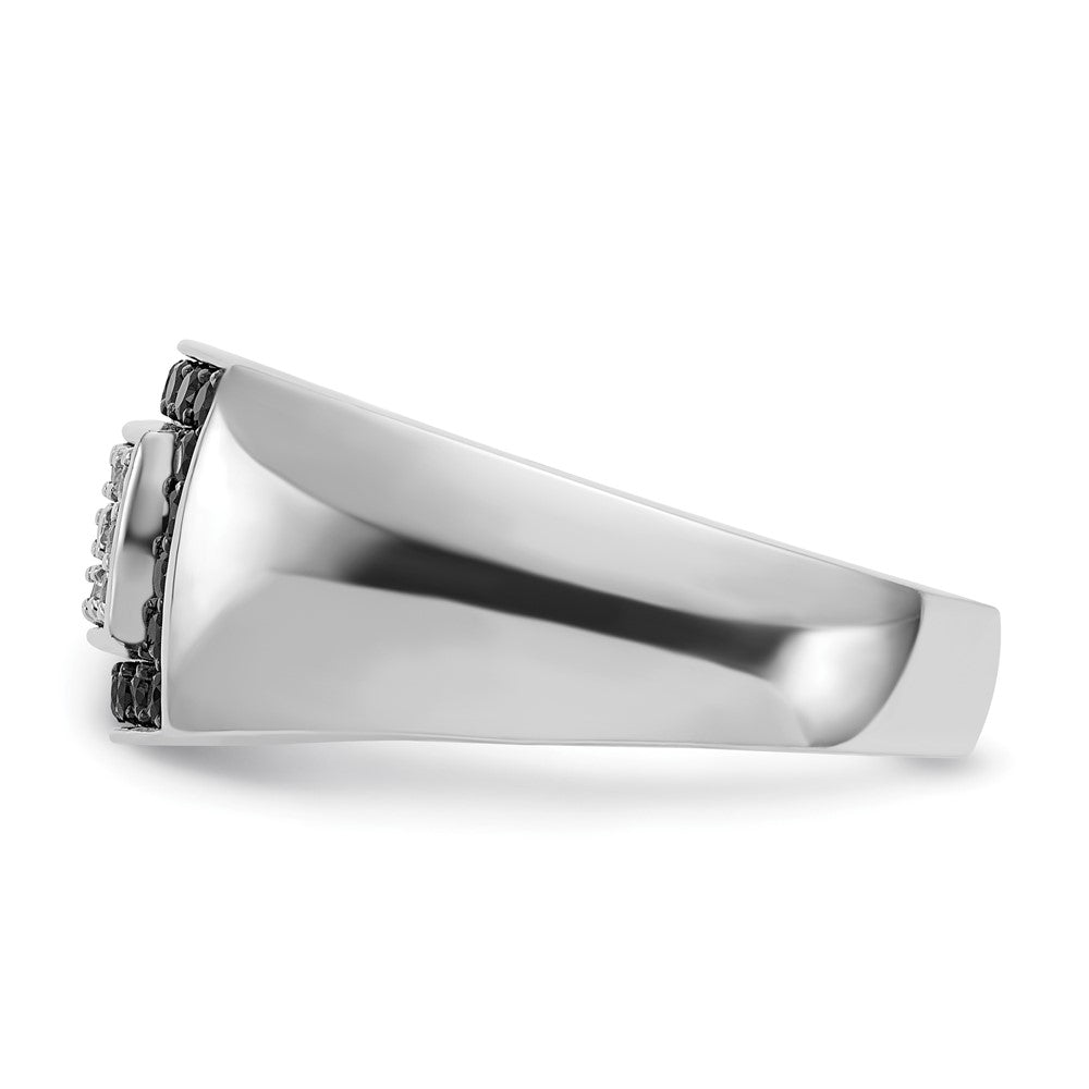 14K Weißgold Herren Ring mit 1K schwarzen und weißen Diamanten, komplett besetzt