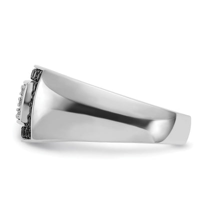 14K Weißgold Herren Ring mit 1K schwarzen und weißen Diamanten, komplett besetzt