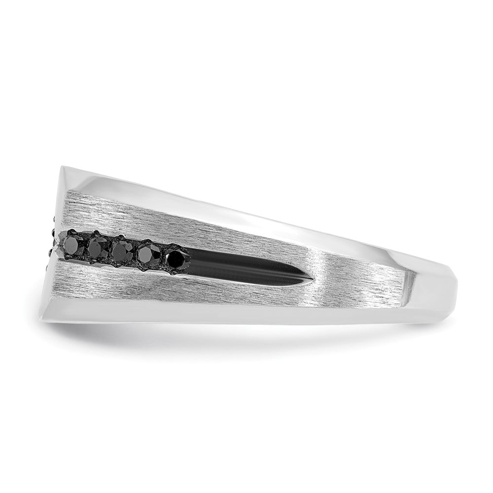 14K Weißgold Herrenring mit schwarzer Rhodinierung, satiniert, 0,5 ct. schwarze und weiße Diamanten, komplett besetzt