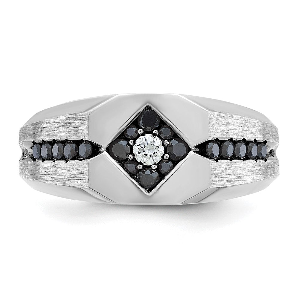 14K Weißgold Herrenring mit schwarzer Rhodinierung, satiniert, 0,5 ct. schwarze und weiße Diamanten, komplett besetzt