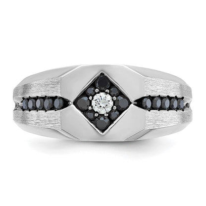 14K Weißgold Herrenring mit schwarzer Rhodinierung, satiniert, 0,5 ct. schwarze und weiße Diamanten, komplett besetzt