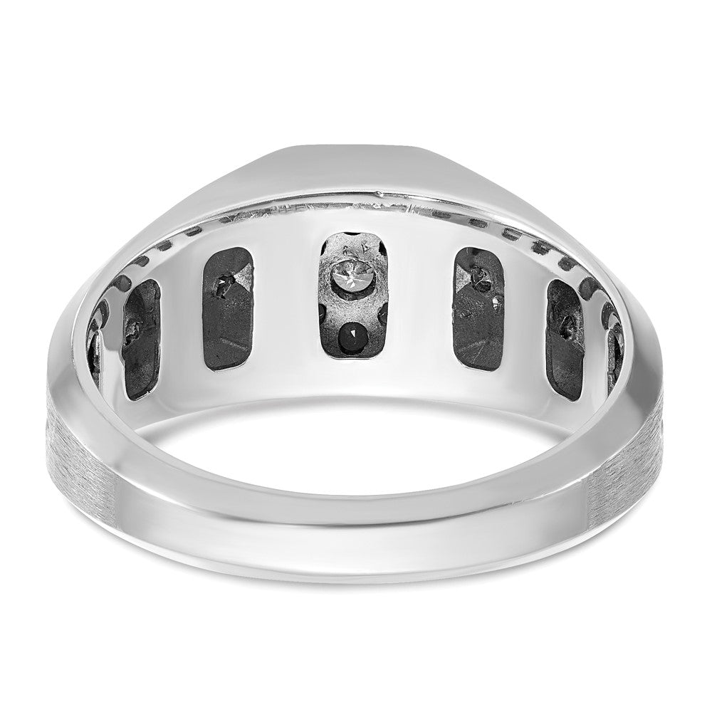 14K Weißgold Herrenring mit schwarzer Rhodinierung, satiniert, 0,5 ct. schwarze und weiße Diamanten, komplett besetzt