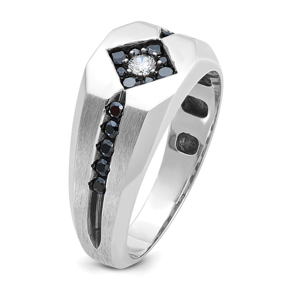 14K Weißgold Herrenring mit schwarzer Rhodinierung, satiniert, 0,5 ct. schwarze und weiße Diamanten, komplett besetzt