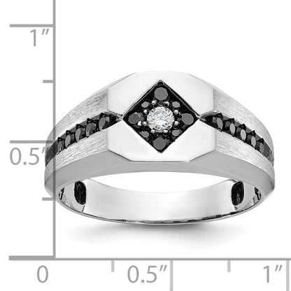 14K Weißgold Herrenring mit schwarzer Rhodinierung, satiniert, 0,5 ct. schwarze und weiße Diamanten, komplett besetzt
