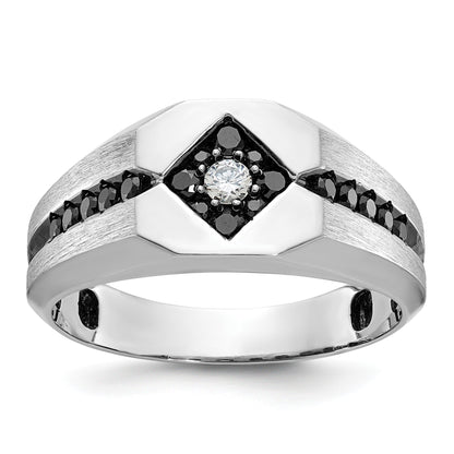14K Weißgold Herrenring mit schwarzer Rhodinierung, satiniert, 0,5 ct. schwarze und weiße Diamanten, komplett besetzt