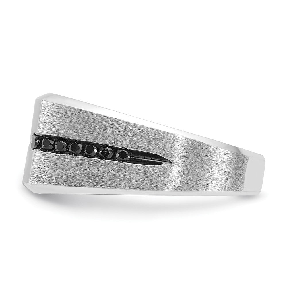 10K Weißgold mit Schwarz Rhodium Ibgoodman Herren Satiniert und Diamant Komplett Ring