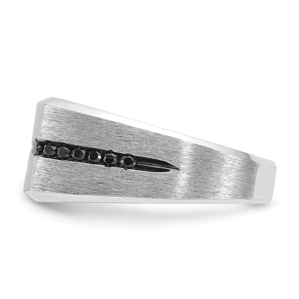 14K Weißgold mit Schwarzrhodium Herren-Ring mit satinierter Oberfläche, 0,625 ct. schwarze und weiße Diamanten, komplett besetzt
