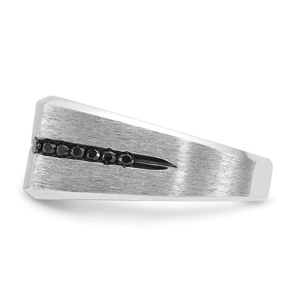 14K Weißgold mit Schwarzrhodium Herren-Ring mit satinierter Oberfläche, 0,625 ct. schwarze und weiße Diamanten, komplett besetzt