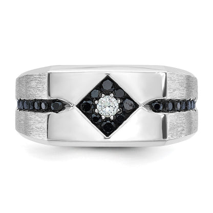 14K Weißgold mit Schwarzrhodium Herren-Ring mit satinierter Oberfläche, 0,625 ct. schwarze und weiße Diamanten, komplett besetzt