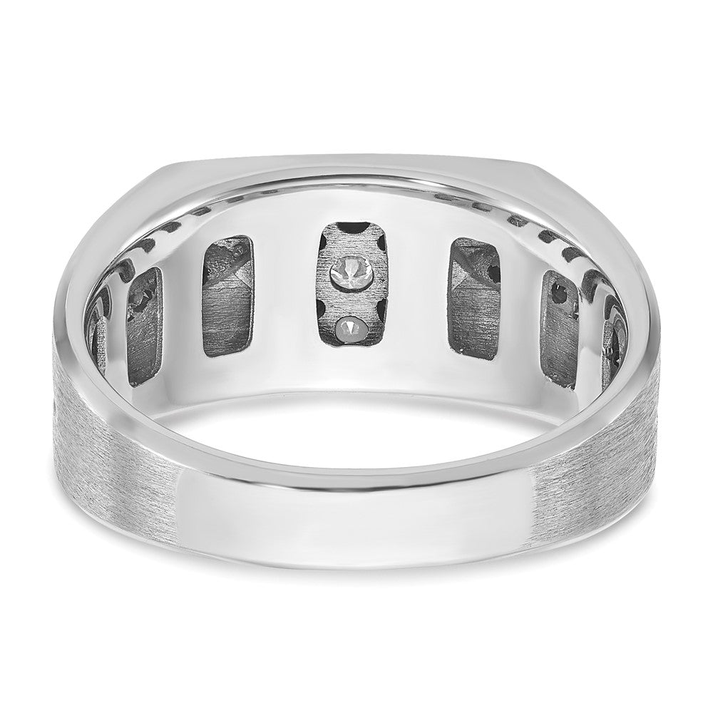 14K Weißgold mit Schwarzrhodium Herren-Ring mit satinierter Oberfläche, 0,625 ct. schwarze und weiße Diamanten, komplett besetzt