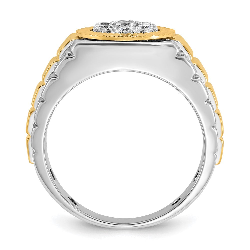 14K Bicolor Gerippter Herren-Cluster-Ring mit 0,5 ct. Laborgezüchteten Diamanten, VS/SI+ G+