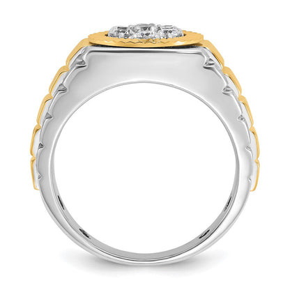 14K Bicolor Gerippter Herren-Cluster-Ring mit 0,5 ct. Laborgezüchteten Diamanten, VS/SI+ G+
