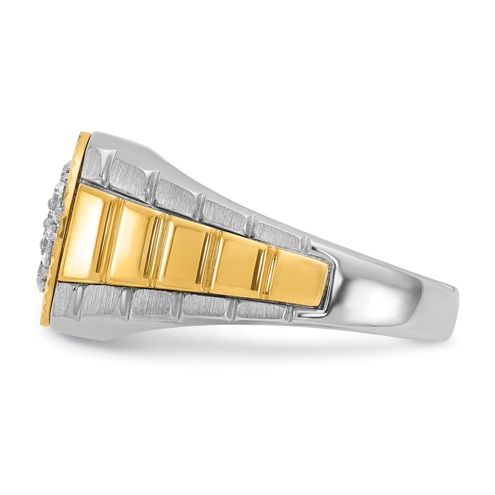 14K Bicolor Gerippter Herren-Cluster-Ring mit 0,5 ct. Laborgezüchteten Diamanten, VS/SI+ G+