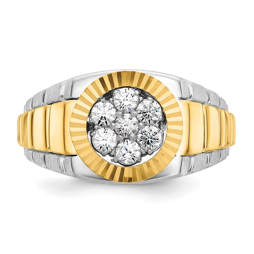 14K Bicolor Gerippter Herren-Cluster-Ring mit 0,5 ct. Laborgezüchteten Diamanten, VS/SI+ G+