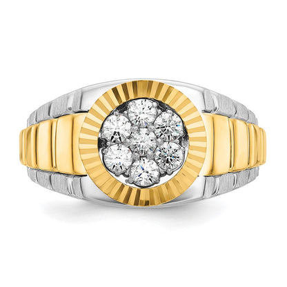 14K Bicolor Gerippter Herren-Cluster-Ring mit 0,5 ct. Laborgezüchteten Diamanten, VS/SI+ G+