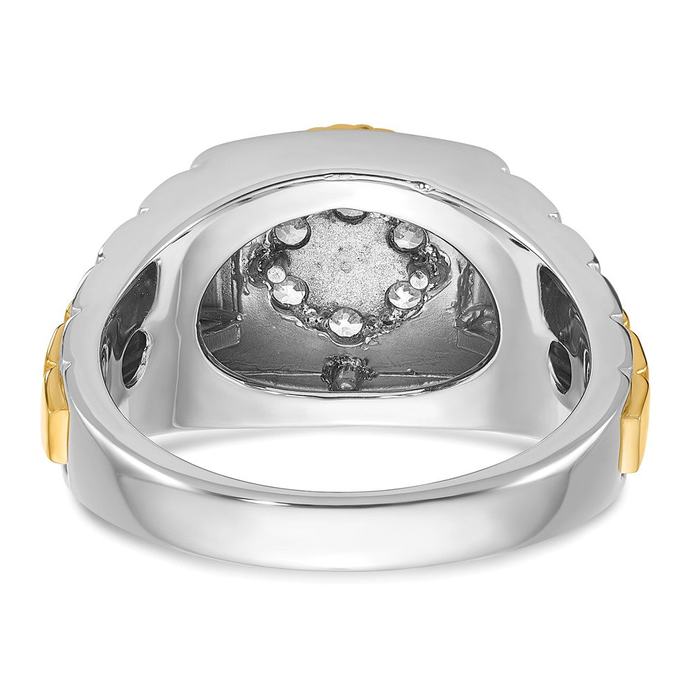 14K Bicolor Gerippter Herren-Cluster-Ring mit 0,5 ct. Laborgezüchteten Diamanten, VS/SI+ G+