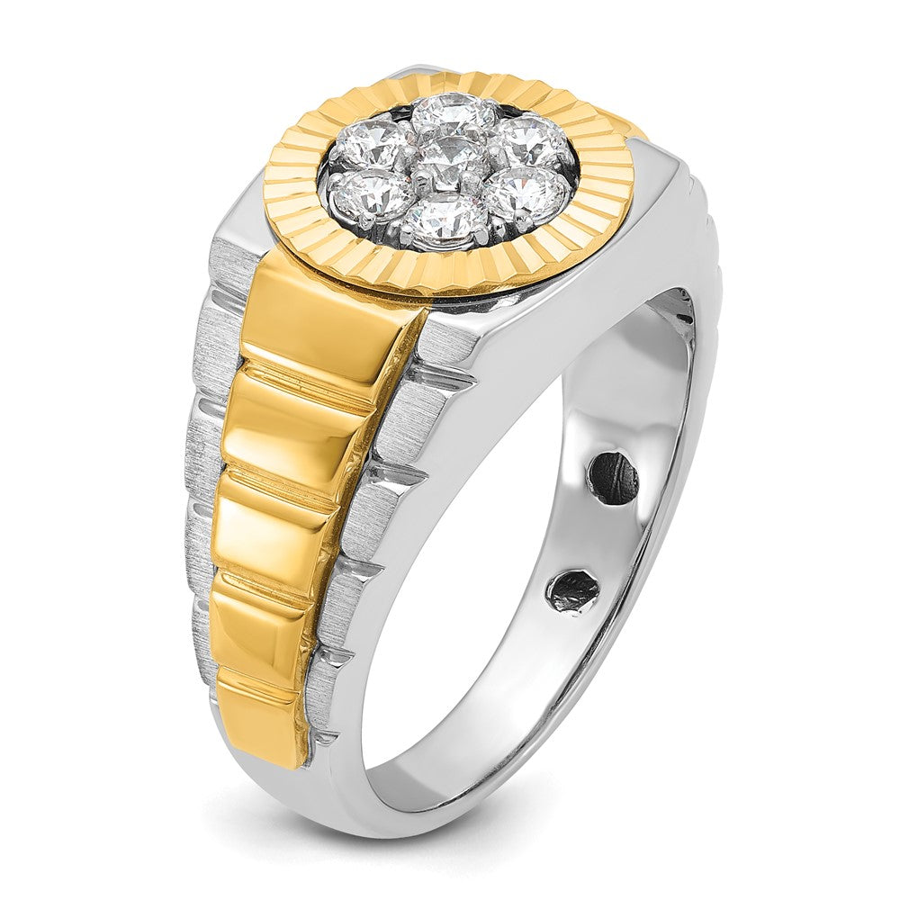 14K Bicolor Gerippter Herren-Cluster-Ring mit 0,5 ct. Laborgezüchteten Diamanten, VS/SI+ G+