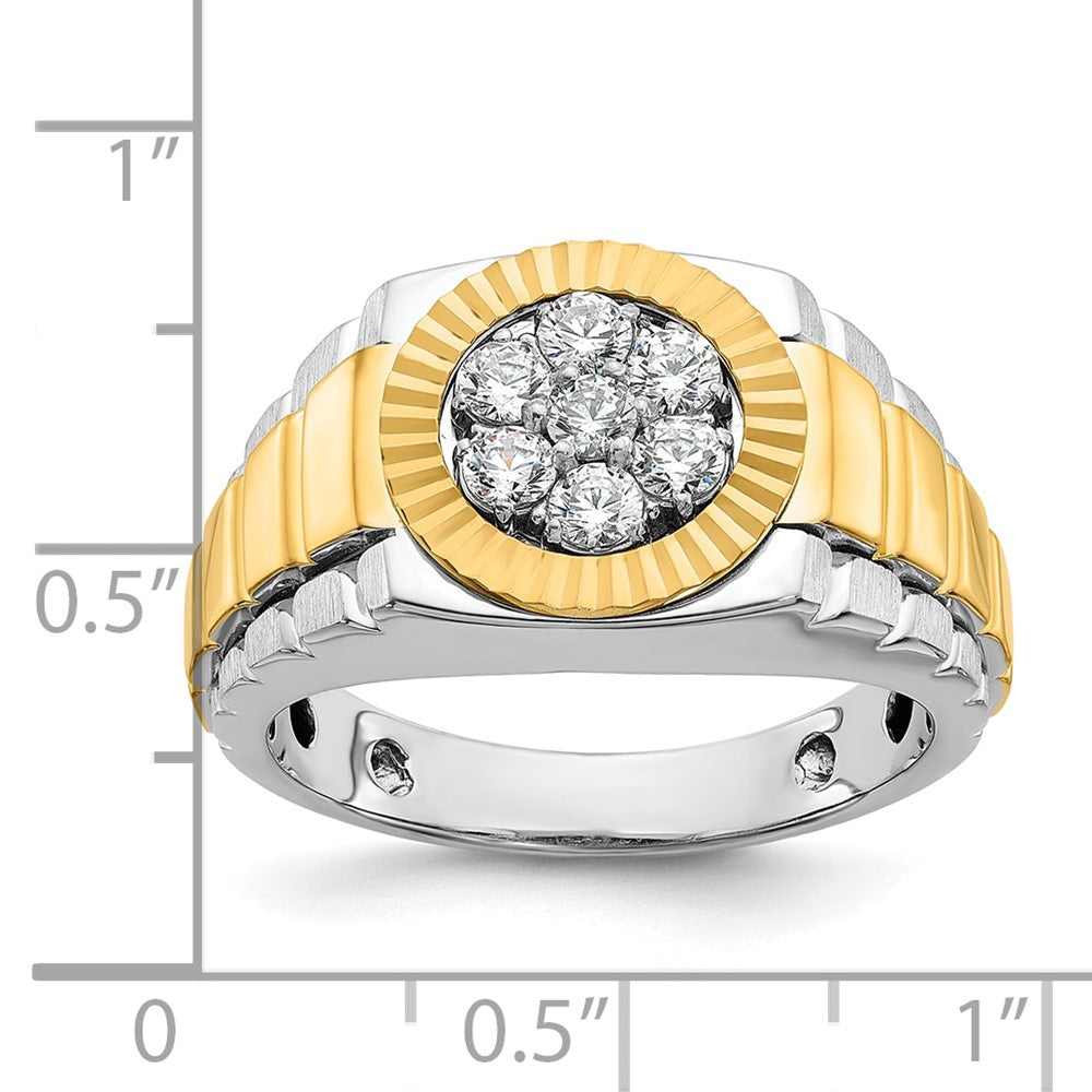 14K Bicolor Gerippter Herren-Cluster-Ring mit 0,5 ct. Laborgezüchteten Diamanten, VS/SI+ G+