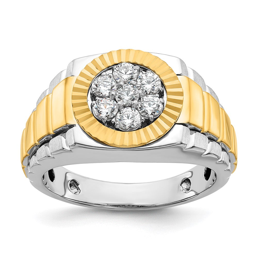 14K Bicolor Gerippter Herren-Cluster-Ring mit 0,5 ct. Laborgezüchteten Diamanten, VS/SI+ G+