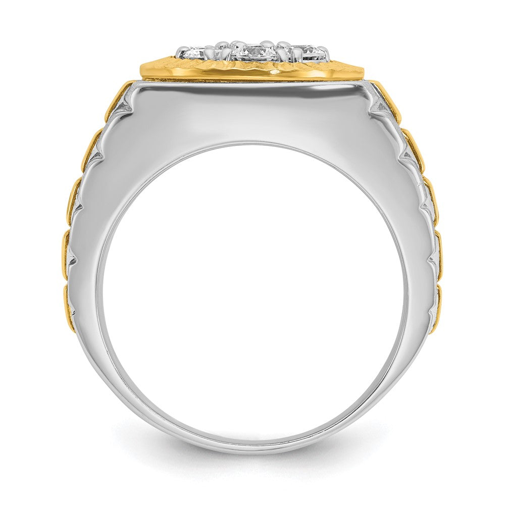 14K Two-Tone Gold Herren-Ring mit 1K Diamant, komplett