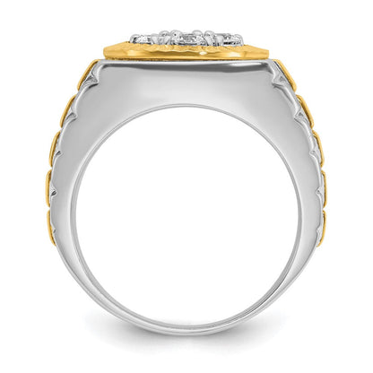 14K Two-Tone Gold Herren-Ring mit 1K Diamant, komplett