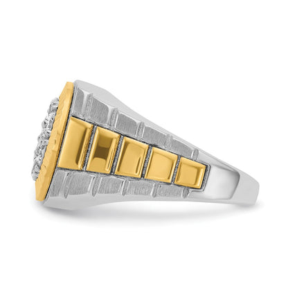 14K Two-Tone Gold Herren-Ring mit 1K Diamant, komplett