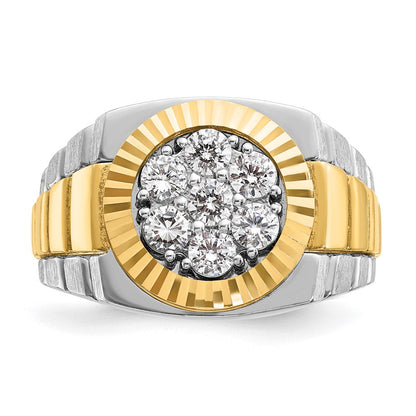 14K Two-Tone Gold Herren-Ring mit 1K Diamant, komplett