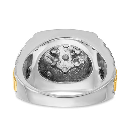 14K Two-Tone Gold Herren-Ring mit 1K Diamant, komplett