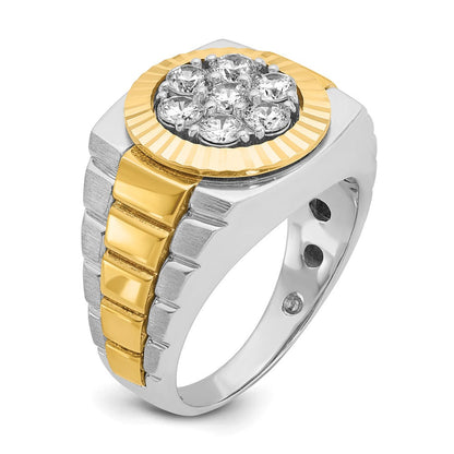 14K Two-Tone Gold Herren-Ring mit 1K Diamant, komplett