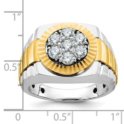 14K Two-Tone Gold Herren-Ring mit 1K Diamant, komplett