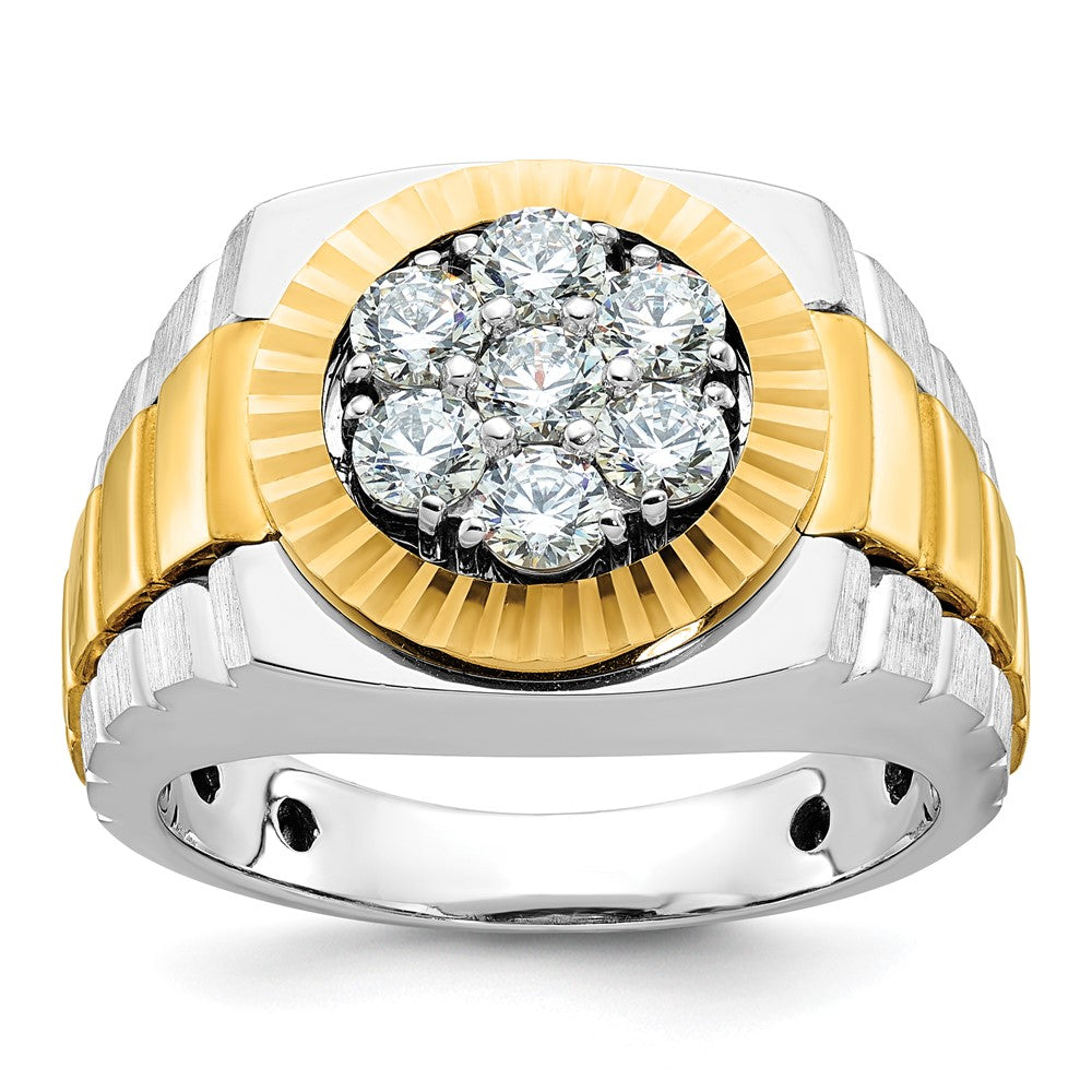 14K Two-Tone Gold Herren-Ring mit 1K Diamant, komplett