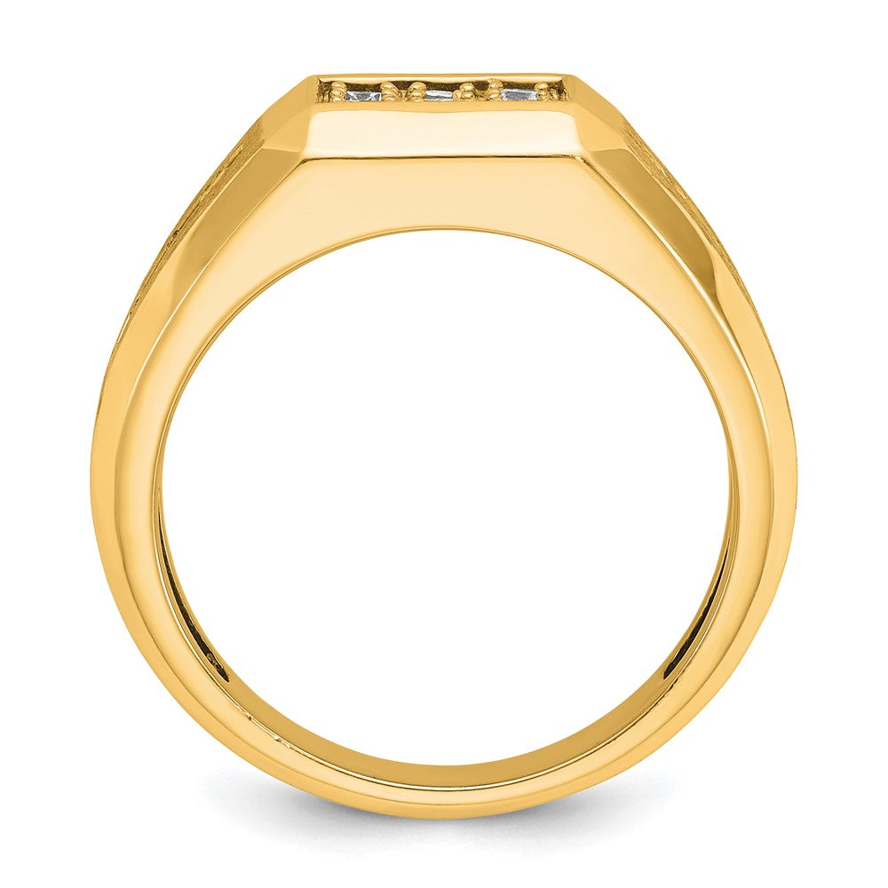 10K Gelbgold Ibgoodman Herren Poliert und Satiniert 1 Karat A Qualität Diamant Quadratisch Cluster Ring