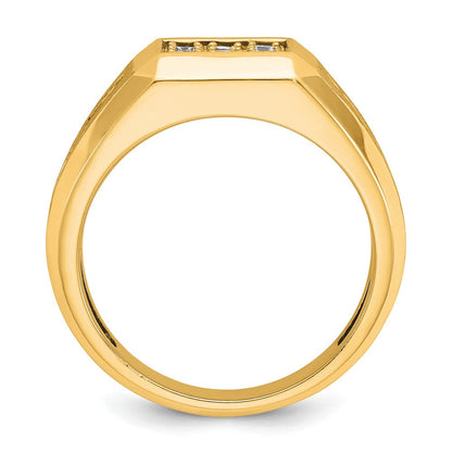 10K Gelbgold Ibgoodman Herren Poliert und Satiniert 1 Karat A Qualität Diamant Quadratisch Cluster Ring