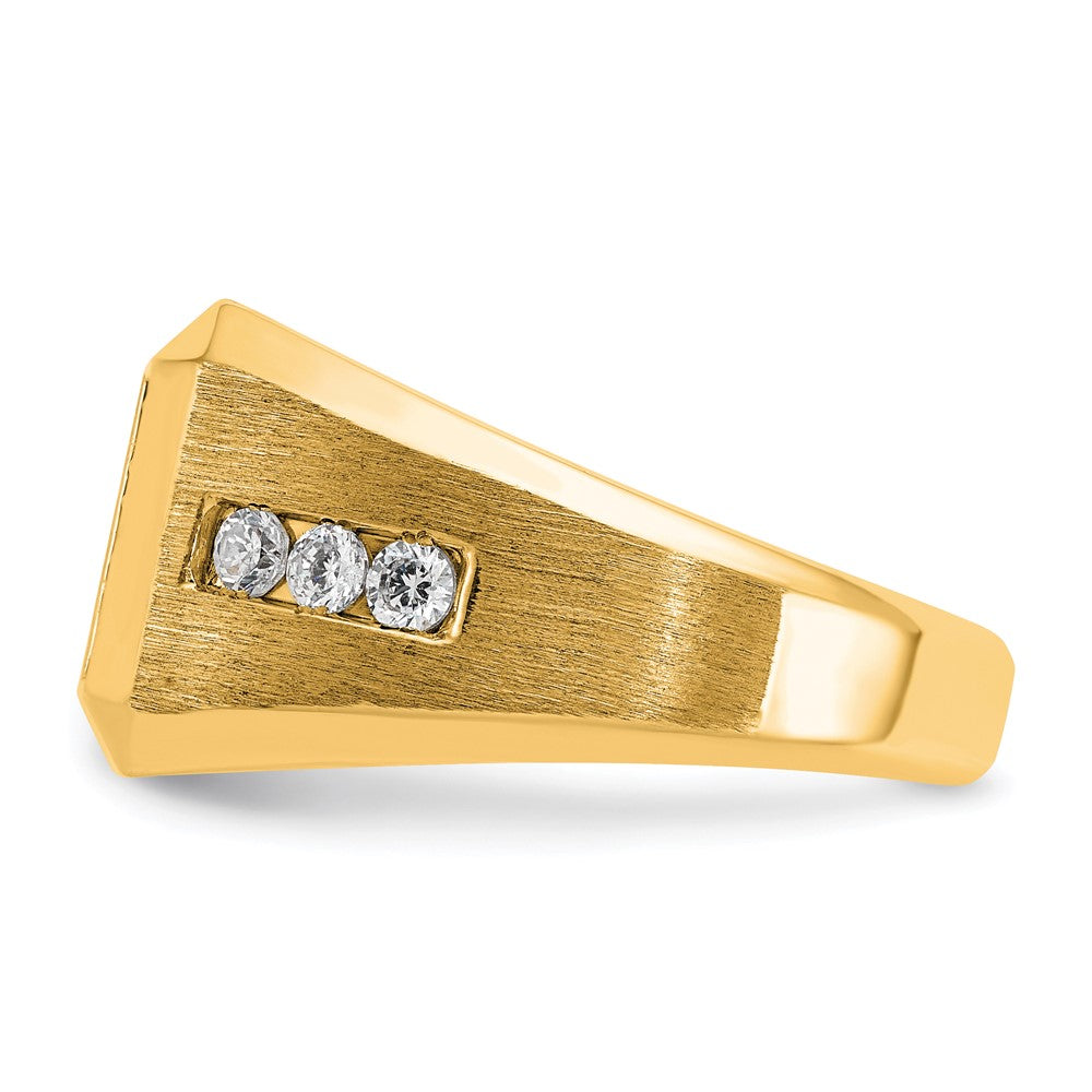 10K Gelbgold Ibgoodman Herren Poliert und Satiniert 1 Karat A Qualität Diamant Quadratisch Cluster Ring