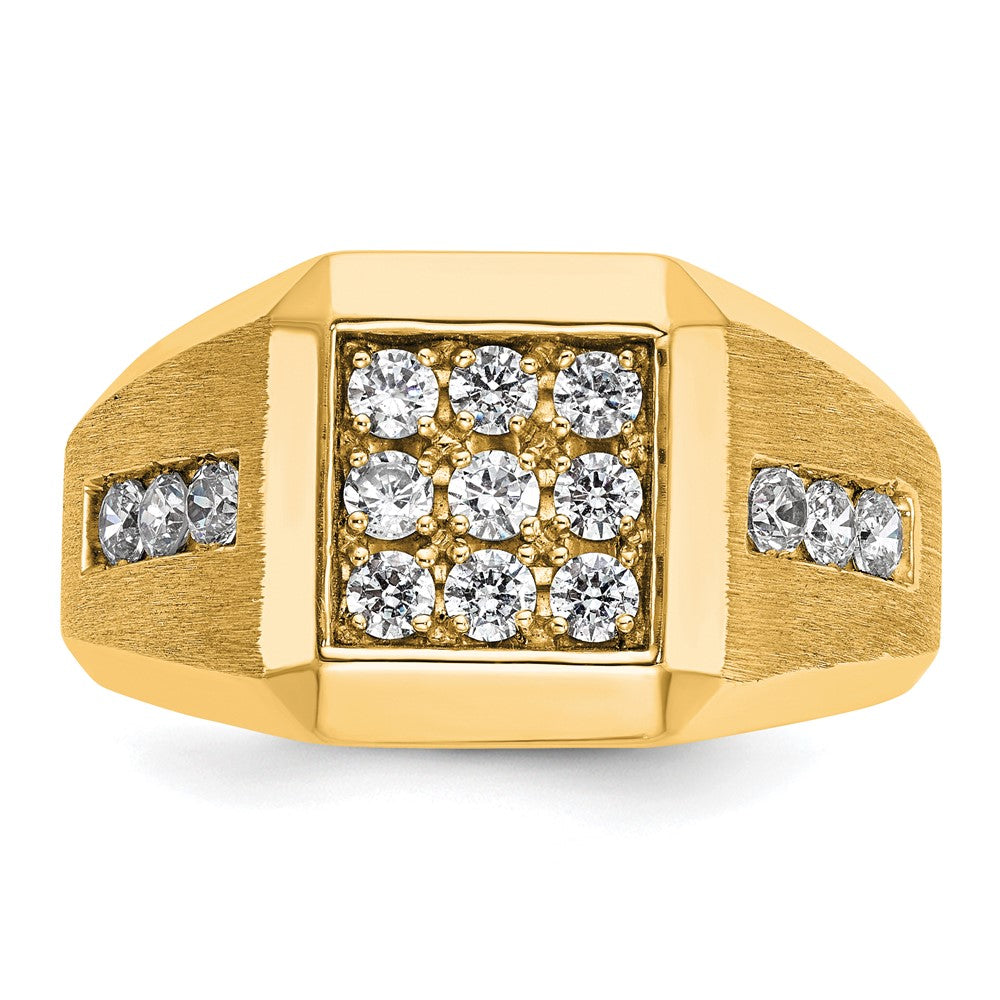 10K Gelbgold Ibgoodman Herren Poliert und Satiniert 1 Karat A Qualität Diamant Quadratisch Cluster Ring