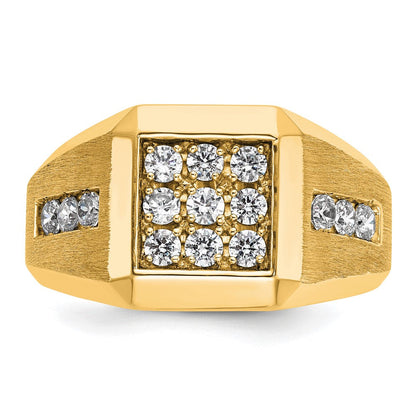 10K Gelbgold Ibgoodman Herren Poliert und Satiniert 1 Karat A Qualität Diamant Quadratisch Cluster Ring