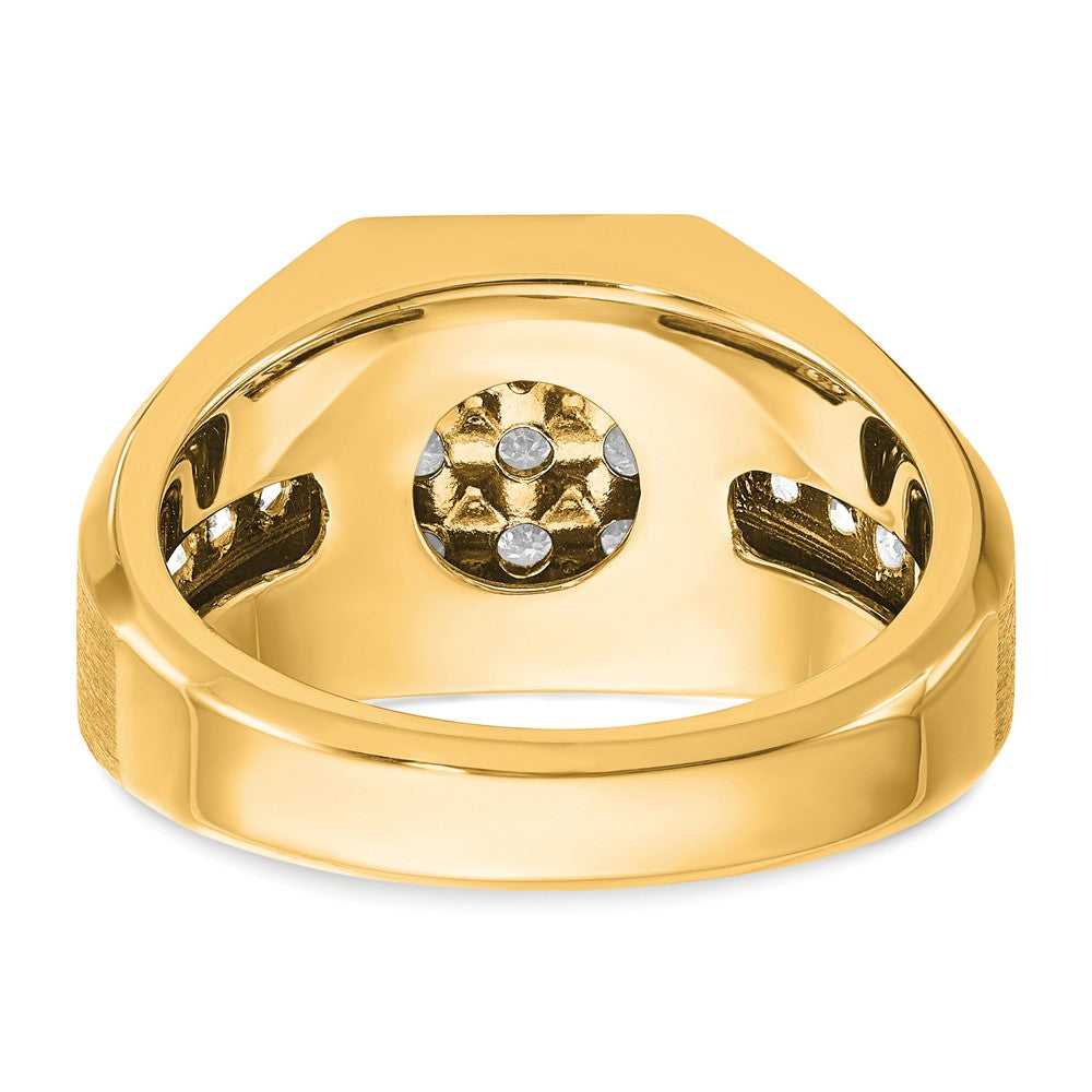 10K Gelbgold Ibgoodman Herren Poliert und Satiniert 1 Karat A Qualität Diamant Quadratisch Cluster Ring