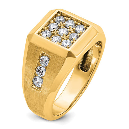 10K Gelbgold Ibgoodman Herren Poliert und Satiniert 1 Karat A Qualität Diamant Quadratisch Cluster Ring