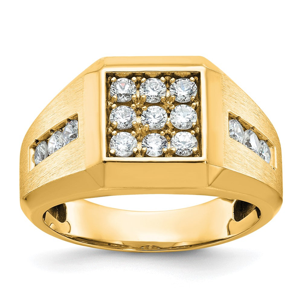 10K Gelbgold Ibgoodman Herren Poliert und Satiniert 1 Karat A Qualität Diamant Quadratisch Cluster Ring
