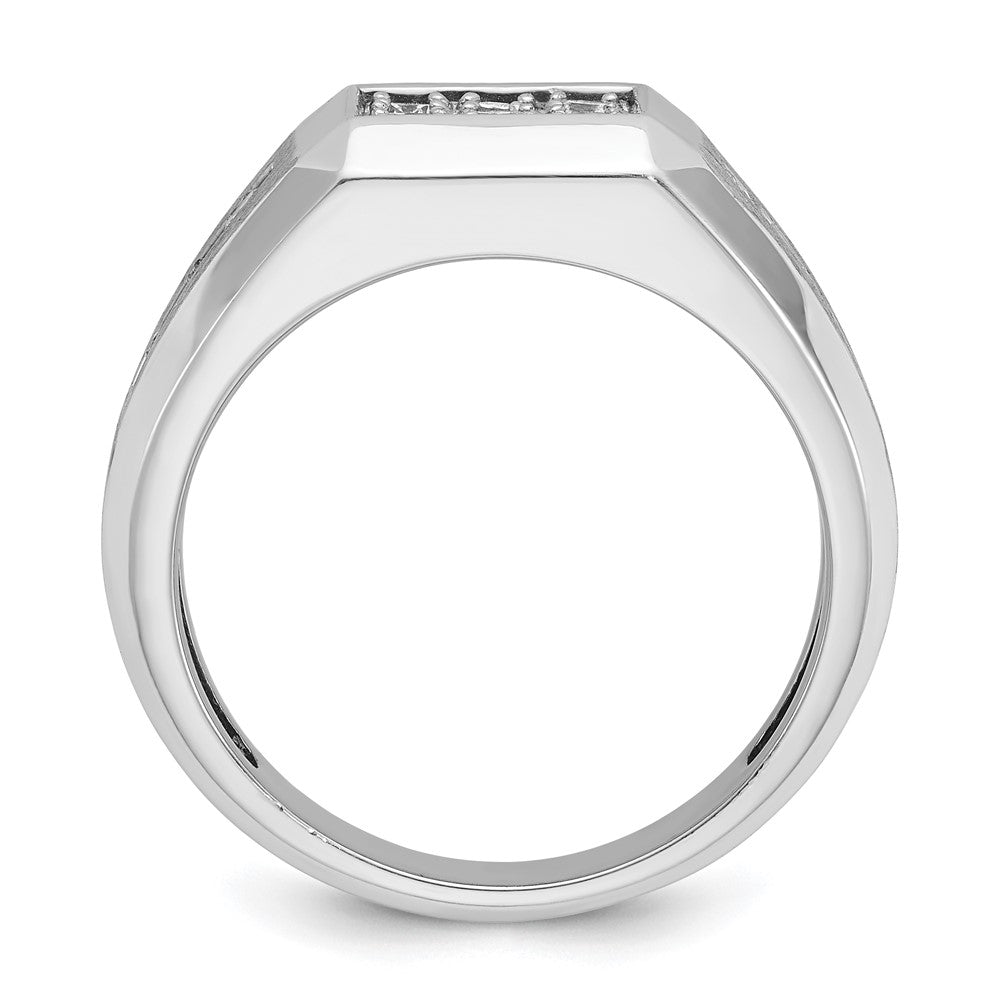 14K Weißgold Herren Ring poliert und satiniert mit 1K Diamant komplett