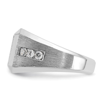 14K Weißgold Herren Ring poliert und satiniert mit 1K Diamant komplett