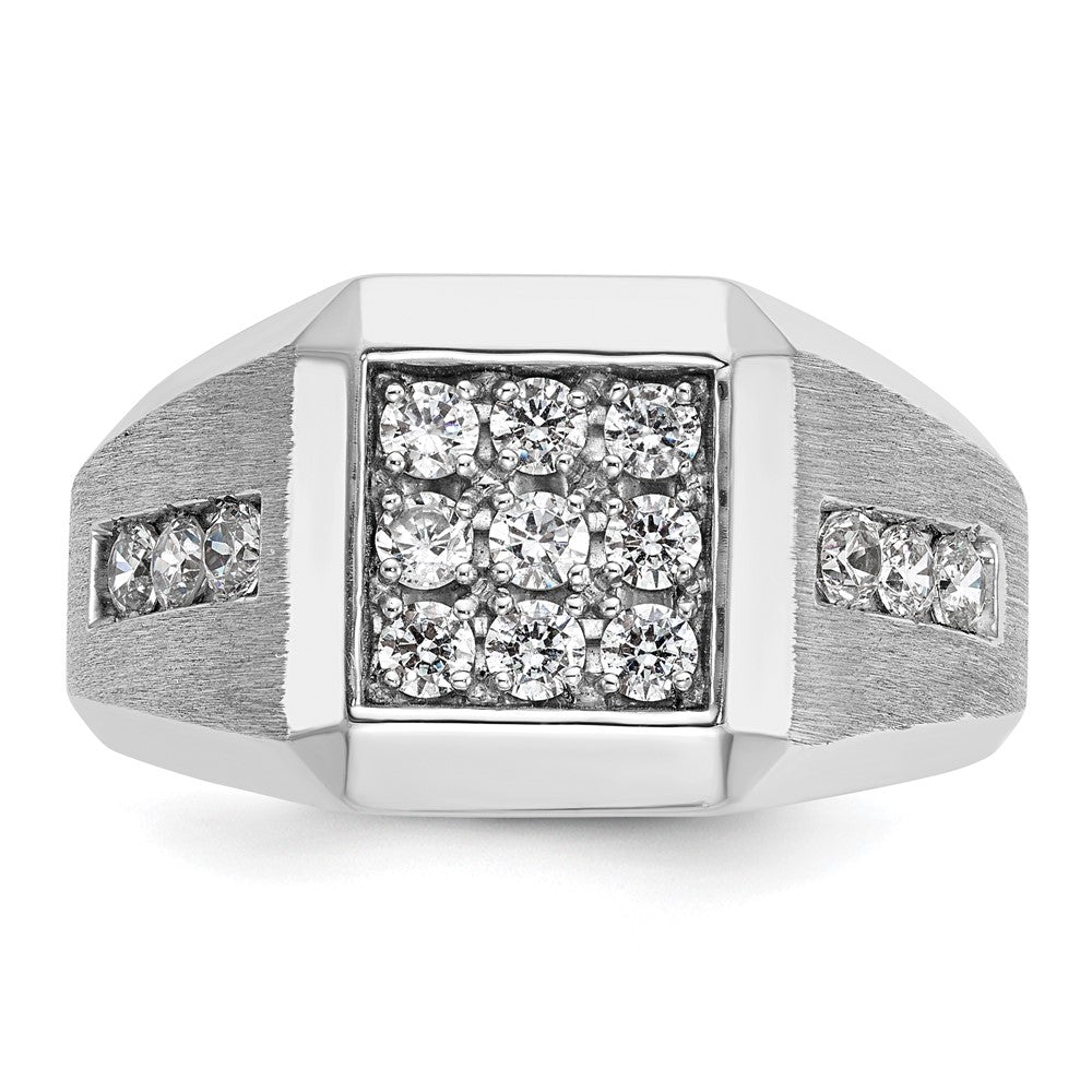 14K Weißgold Herren Ring poliert und satiniert mit 1K Diamant komplett